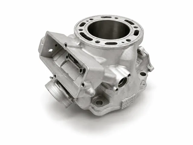 Cilindro Yamaha YZ 250 de 2 tiempos recromado con restauración del recubrimiento de níquel-carburo de silicio y pulido T-Shape.
